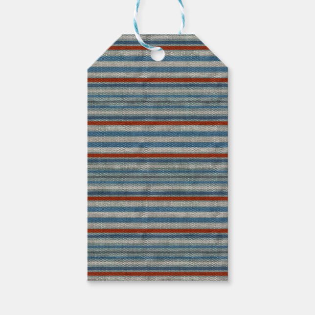Nautical Linen Stripe Geschenkanhänger (Vorderseite)