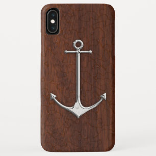 Nautical Mahogany Anchor Steel iPhone XS Max Hülle