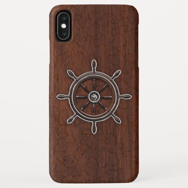 Nautical Mahogany Anchor Steel Case-Mate iPhone Hülle (Rückseite)