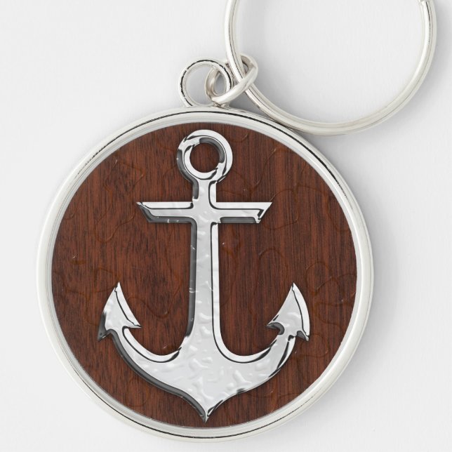 Nautical Mahogany Anchor Steel Decor Schlüsselanhänger (Vorne)
