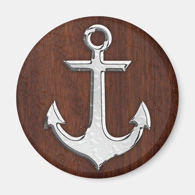 Nautical Mahogany Anchor Steel Magnet (Vorne)
