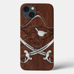 Nautical Mahogany Pirate Skull Steel Case-Mate iPhone Hülle