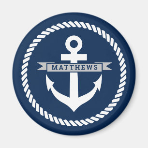 Nautical Marine Blue Anker und Seil Custom Kühlsc Magnet