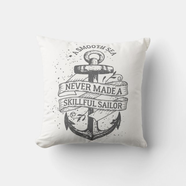 Nautical motivierend Sailer Zitat Kissen (Vorderseite)
