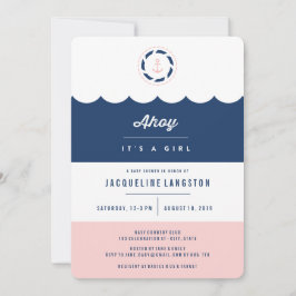 Nautical Navy Ahoy Es ist ein Mädchen-Baby-Dusche  Einladung