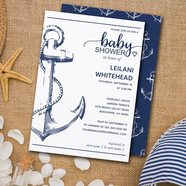 Nautical Navy Anchor Baby Dusche Einladung (Von Creator hochgeladen)