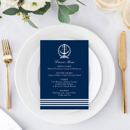Nautical Navy Anchor Wedding Monogram Dinner Menükarte