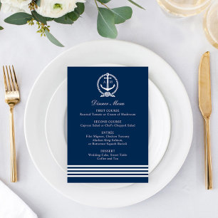 Nautical Navy Anchor Wedding Monogram Dinner Menükarte