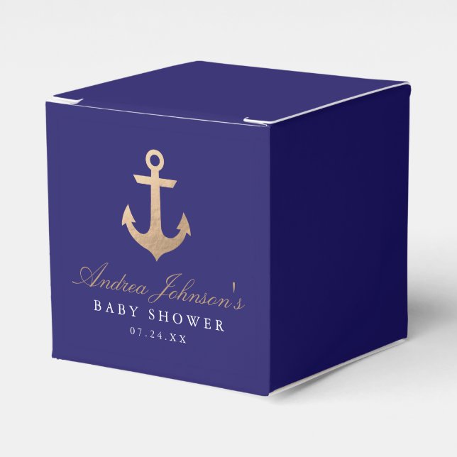 Nautical Navy Baby Dusche Fevor Boxes Geschenkschachtel (Vorderseite)