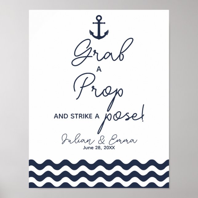 Nautical Navy Blau Grab a Requisitenschlag Print Poster (Vorne)