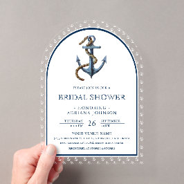Nautical Navy Blue Anchor Arch Bridal Shower Acryleinladungen