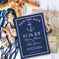 Nautical Navy Blue Anchor Classic Save the Date