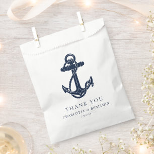 Nautical Navy Blue Anchor Custom Wedding Geschenktütchen
