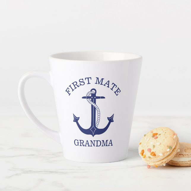 Nautical Navy Blue Anchor First Mate Oma Milchtasse (Beispiel)