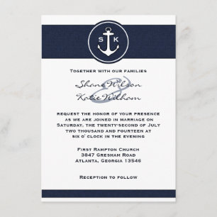 Nautical Navy Blue Anchor Hochzeit Einladung