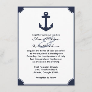 Nautical Navy Blue Anchor Hochzeit Einladung