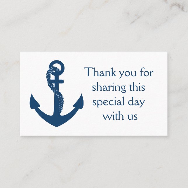 Nautical Navy Blue Anchor Vielen Dank für Ihre Hoc Platzkarte (Vorderseite)