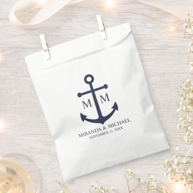 Nautical Navy Blue Anchor Wedding Geschenktütchen (Ausgeschnitten)