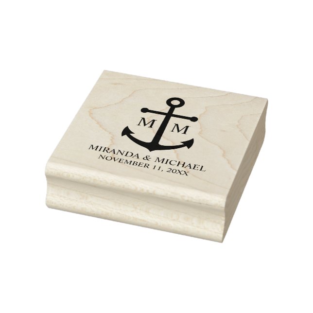 Nautical Navy Blue Anchor Wedding Gummistempel (Stempel)