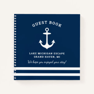 Nautical Navy Blue Custom Vacation Zuhause Gästeb Notizbuch