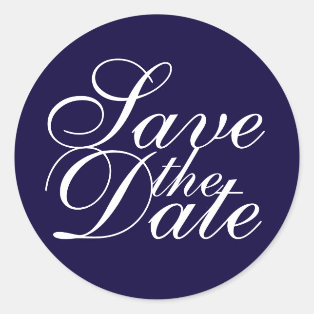 Nautical Navy Blue Elegante Hochzeit Save the Date Runder Aufkleber (Vorderseite)