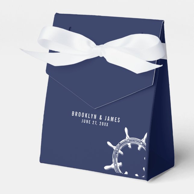 Nautical Navy Blue Gastgeschenk Hochzeit Boxes Whe Geschenkschachtel (Vorderseite)