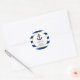 Nautical Navy Blue Gold Streifen Ankerdusche Runder Aufkleber (Umschlag)