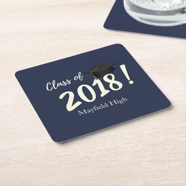 Nautical Navy Blue Graduation Party Rechteckiger Pappuntersetzer (angewinkelt)