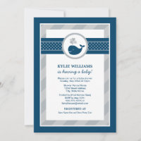 Nautical Navy Blue Gray Whale Boy Baby Showdusche