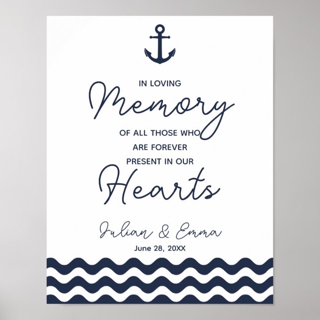 Nautical Navy Blue in Love Memory Print Poster (Vorne)