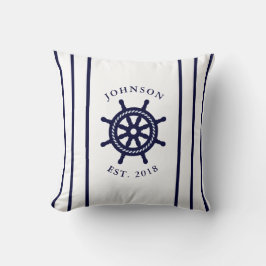 Nautical Navy Blue Lenkrad Personalisiert Kissen