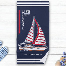 Nautical Navy Blue Life is Better at Lake Strandtuch