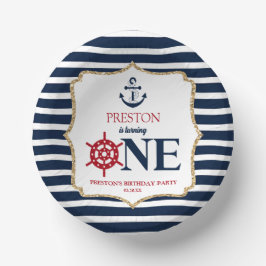 Nautical Navy Blue ONE First 1st Birthday Party Pappteller