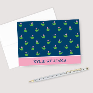 Nautical Navy Blue Pink Motif Baleine Nom personna