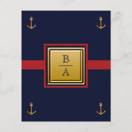 Nautical Navy Blue Red Budget Einladung zur Hochze Flyer