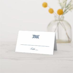 Nautical Navy Blue Rope Knot Stripes Wedding Platzkarte