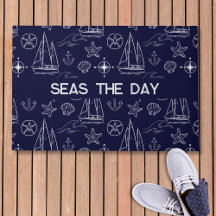 Nautical Navy Blue Sailboat Pattern Name 