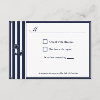 Nautical Navy Blue Swallows UAWG Invitititition RSVP Karte