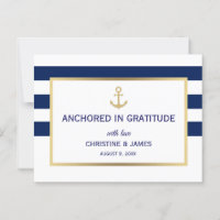 Nautical Navy Blue White Stripes Danke für Ihre Ho