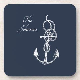 Nautical Navy Custom Family Name Anchor Getränkeuntersetzer