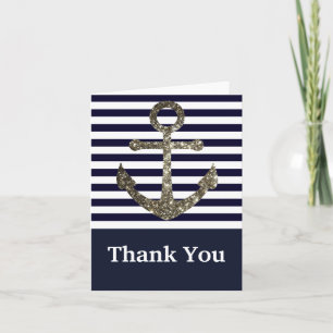 Nautical Navy et White Ancre Merci Cartes