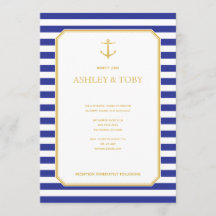 Nautical Navy & Gold Probe Dinner Einladung