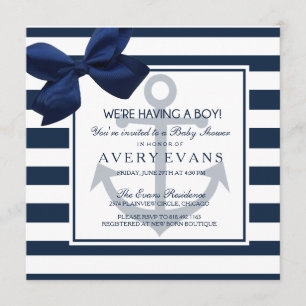 Nautical Navy Ribbon Anker Es ist eine Baby-Dusche Einladung
