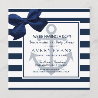 Nautical Navy Ribbon Anker Es ist eine Baby-Dusche Einladung