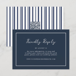 Nautical Navy Stripe Online RSVP Enclosure Card Begleitkarte