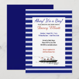 Nautical Navy Stripes Ahoy Es ist eine Baby-Dusche Einladung