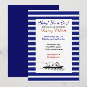 Nautical Navy Stripes Ahoy Es ist eine Boy Baby Du Einladung