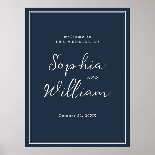 Nautical Navy Wedding Welcome Sign Poster (Vorne)