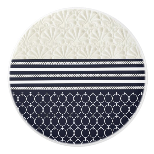 Nautical Navy & White Elegante Modern Beach Thema Keramikknauf (Vorderseite)