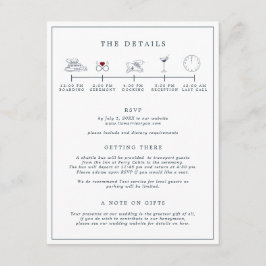 Nautical Navy & White Wedding Itinerary Card Begleitkarte